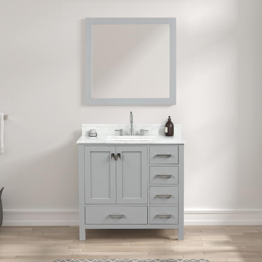 Blossom Geneva 36 Inch Bathroom Vanity with Marble Top, Sink & Mirror