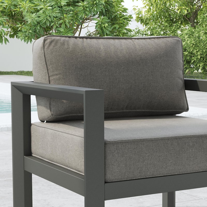 Grayton Gray Aluminum Outdoor Aluminum Lounge Chair - 33" x 32" x 29"
