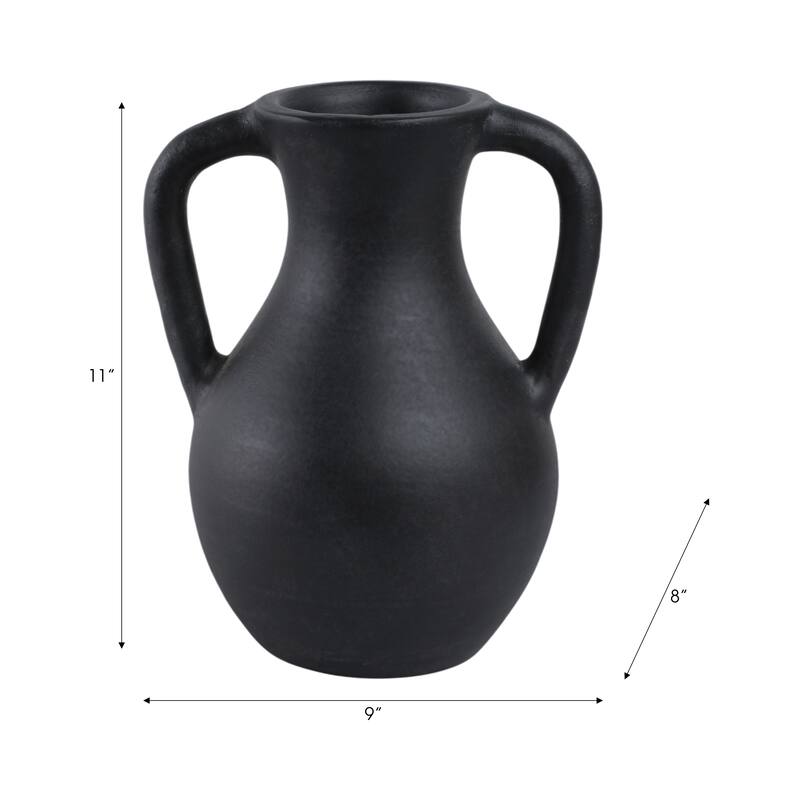 Terracotta Pottery Decorative Vase with Handles for Casual Home Decor
