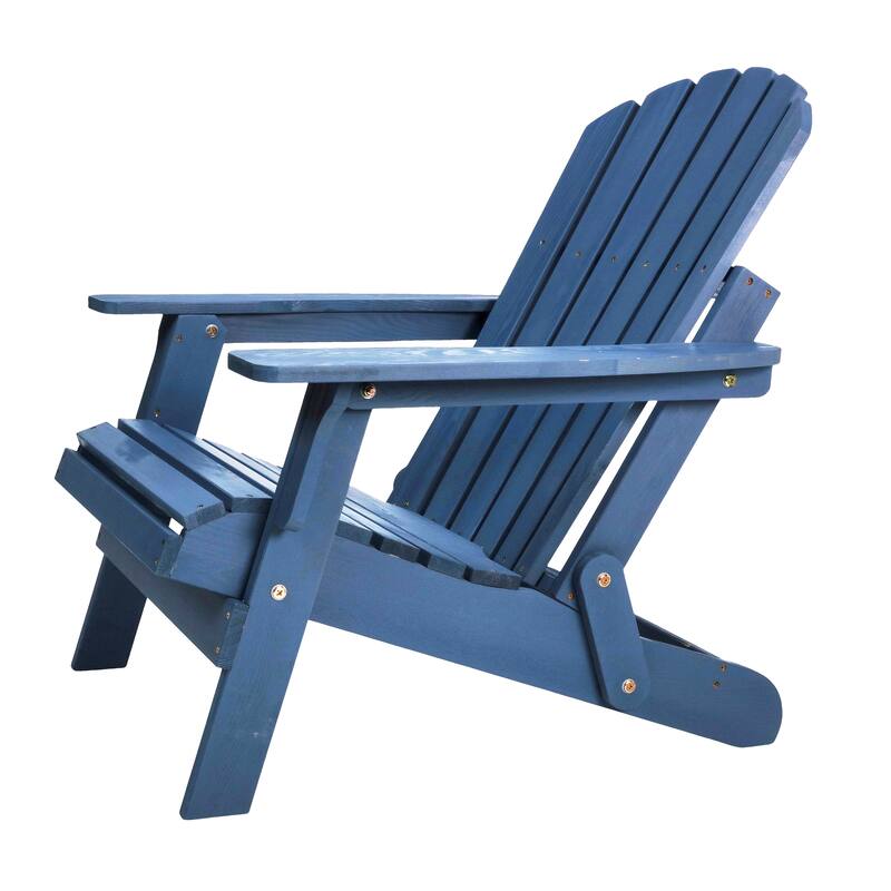 Oversize Wooden Outdoor Folding Adirondack Chair With Pre-Assembled Backrest & Seatboard