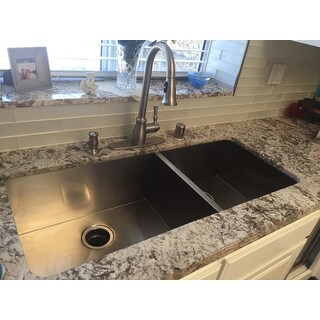 Stainless Steel 42-inch Double-bowl 60/40 Zero Radius ...