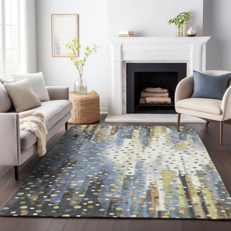 Machine Washable Indoor/Outdoor Modern Confetti Chantille Rug
