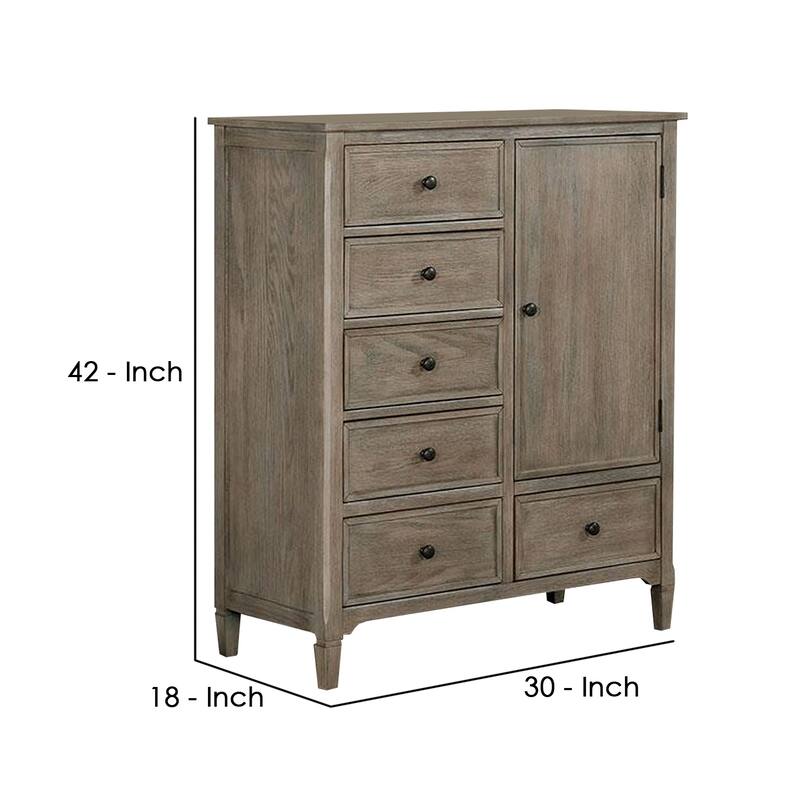 4 Drawer Transitional Wooden Chest with Grain Details, Gray