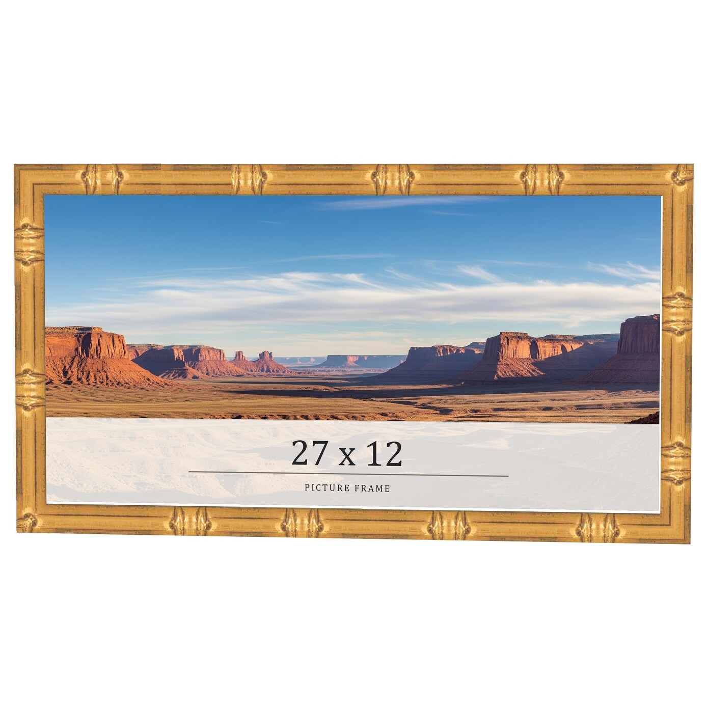 27x12 Frame Gold Bamboo Solid Wood Picture Frame | 1 Inch Moulding