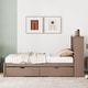 preview thumbnail 4 of 28, Twin Size Wooden Platform Bed Frame With Bookcase Headboard and 2 Drawers