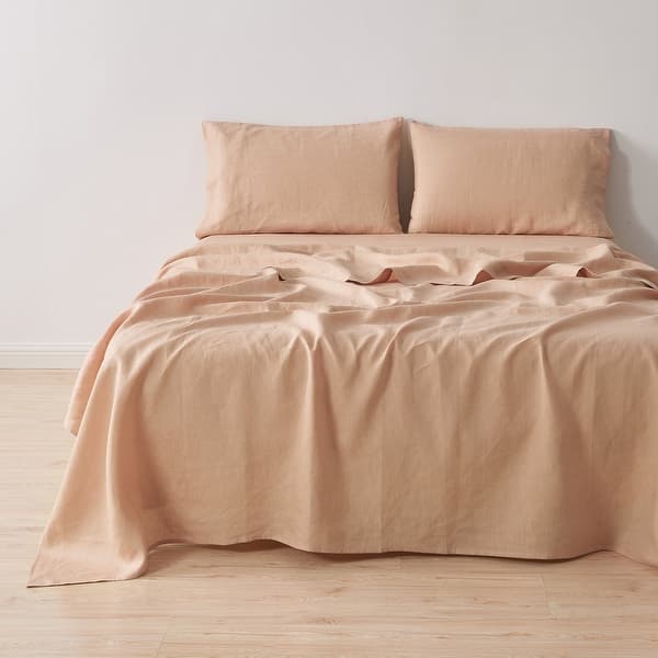 Linery & Co. 100% European Flax Linen Sheet Set - Mocha - Queen
