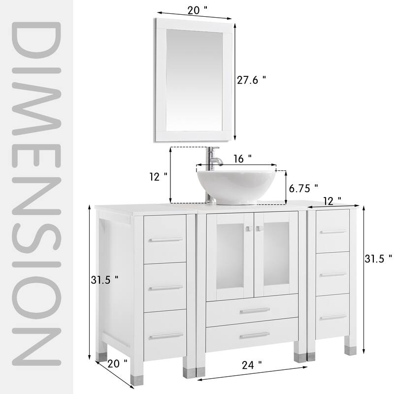 48" Bathroom Vanity with Sink Set Side Cabinet Combo
