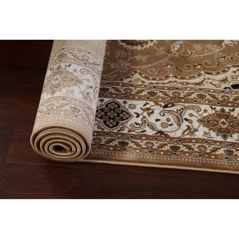 Traditional Brown Floral Oriental Tabriz Area Rug Turkish Carpet