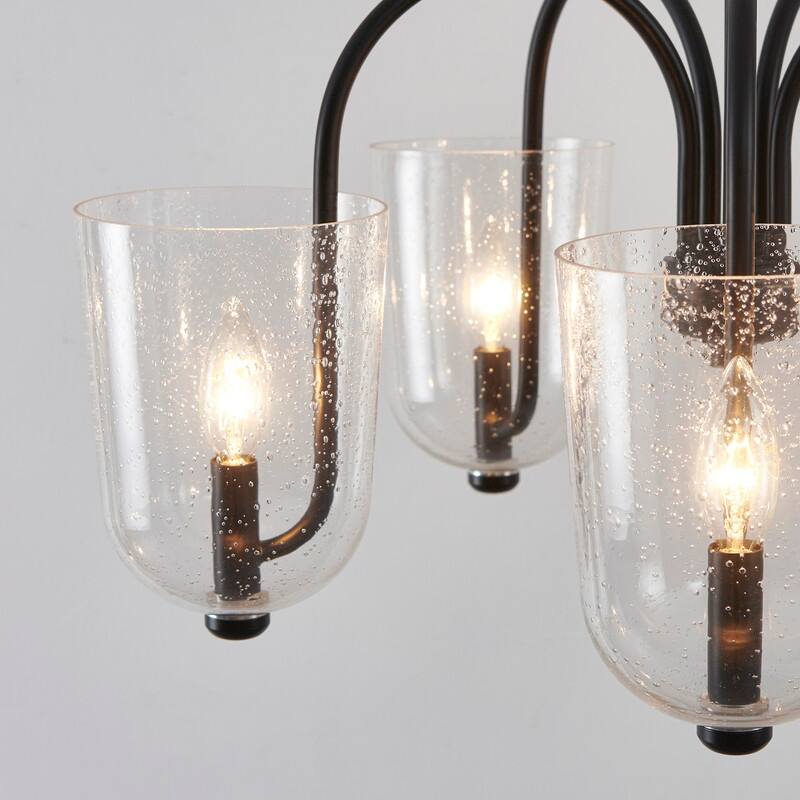 KAWOTI 5-Light Chandelier with Seeded Glass Shade - W25.5" x H21.13" (max65.75")