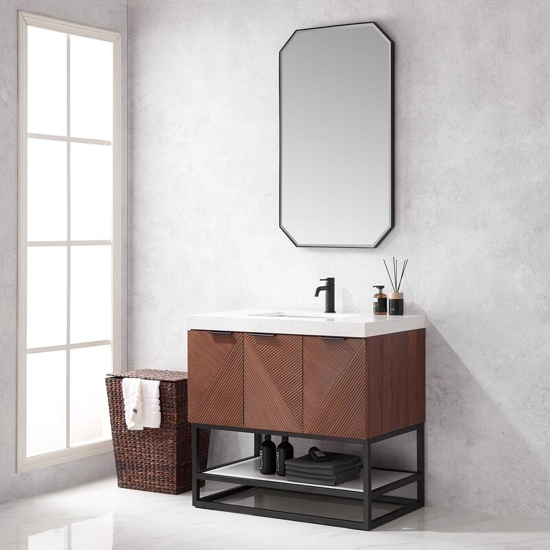 Mahon Single Bath Vanity with Composite Stone Top without Mirror