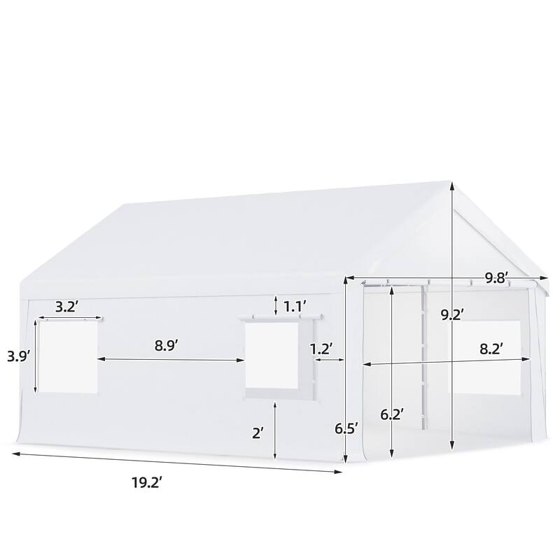 Heavy-Duty Fully Enclosed Carport - UV-Resistant, Waterproof Canopy with Roll-Up Windows & Reinforced Steel Frame