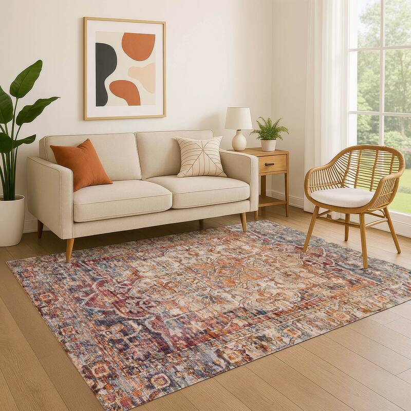 Premium Washable Super Soft Vintage Traditional Mayfield Rug - Copper - 3' x 5'