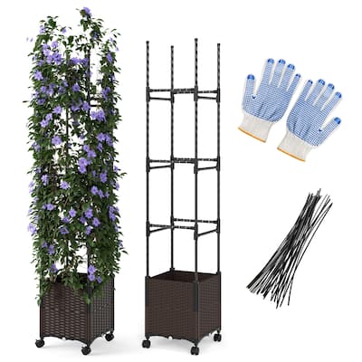 Gymax 87'' Tall Raised Garden Bed w/ Plant Box & Trellis Lockable