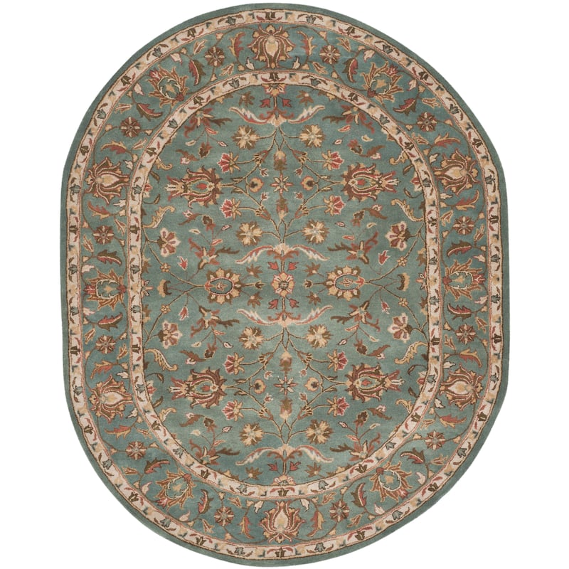 SAFAVIEH Handmade Heritage Bloomfield Traditional Oriental Wool Rug - 7'6" x 9'6" Oval - Blue/Blue