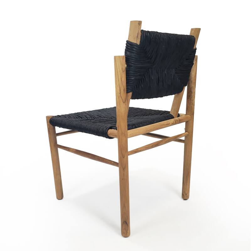Weaved Rush and Teak Wood Accent Chair