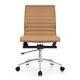 Set of 2 Modern Office Chairs, Upholstered PU Leather Ribbed Armless Mid Back with Metal Frame, Adjustable Height, Tilt