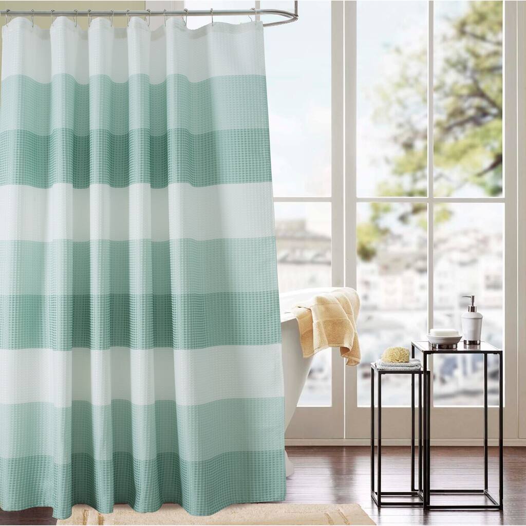 Glamor 70 x 72 in. Waffle Jacquard Shower Curtain
