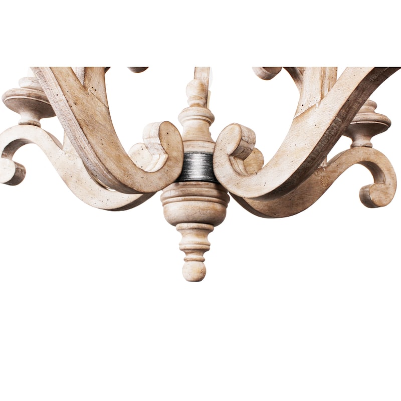 Cusp Barn Farmhouse Antique 5-Light Wood Candle Chandelier Empire Shabby Ceiling Light for Dining Room Entryway