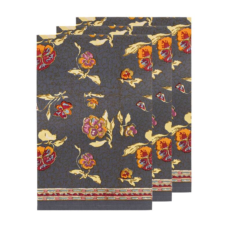 Couleur Nature Pansy Tea Towels - Set of 3