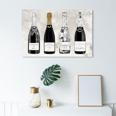 Wynwood Studio 'Champagne For Days' Drinks and Spirits Wall Art Canvas Print Champagne - Gold, White