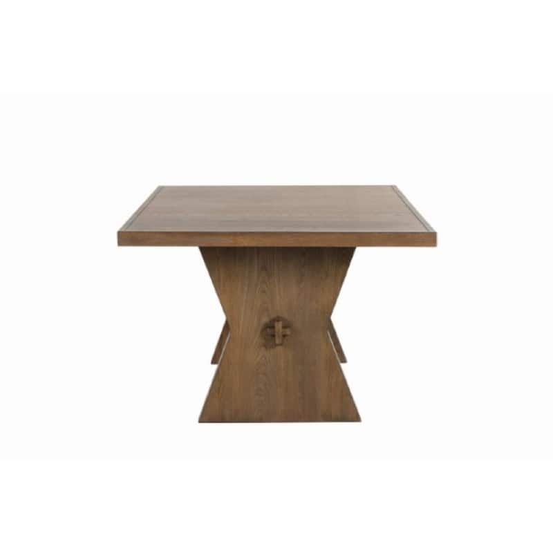 Zivy Dining Table, 78 Inch Modern Farmhouse Hourglass Oak Brown Wood