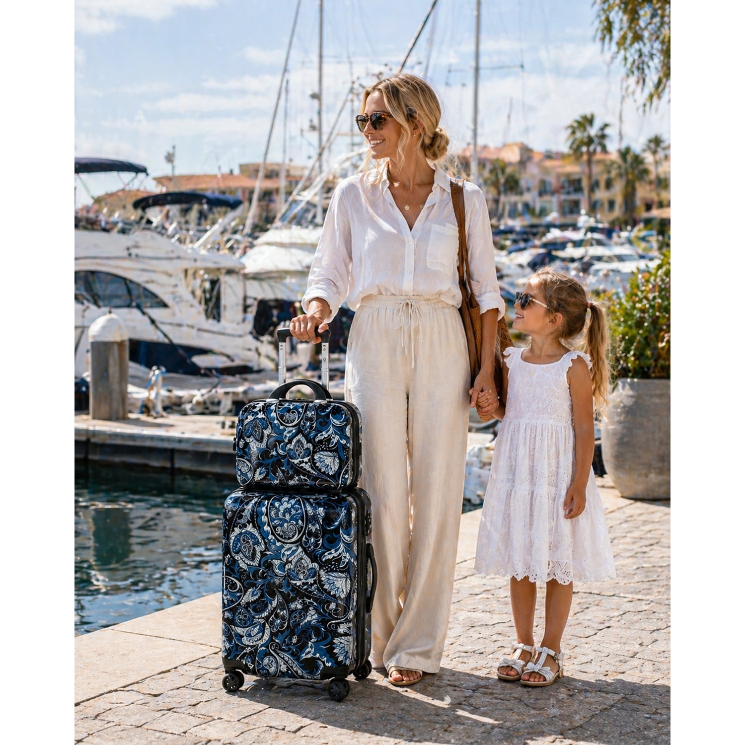 World Traveler 2-Piece Hardside Carry-On Spinner Luggage Set with Bag