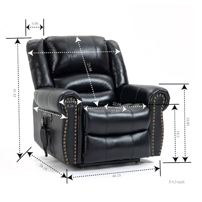 Genuine Leather Power Lift Recliner Chair Heat Massage
