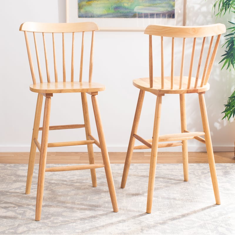 SAFAVIEH Aida 30-inch Spindle Farmhouse Bar Stool (Set of 2) - 19.9" x 19.8" x 38" - 20"W x 20"D x 43"H - Natural
