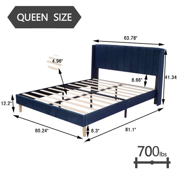 dimension image slide 15 of 34, Alazyhome Upholstered Platform Bed Frame