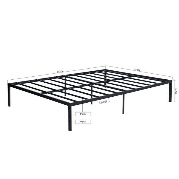 Full Metal Queen Size Bed with Slat Support No Box Spring Needed
