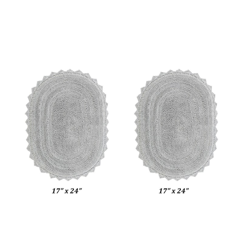 Better Trends Oval Bath Rugs Set 100% Cotton Soft & Water Absorbent Tufted Bathroom Rug for Shower, Sink Bath Mats Lilly Crochet