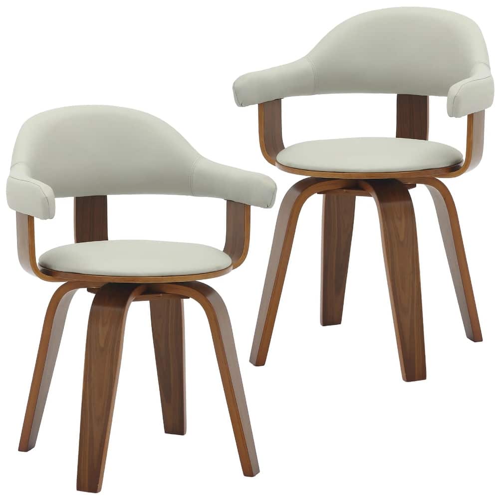 Brivo Modern Leather Upholstered Swivel Accent Dining Chair with Solid Wood and Open Curved Back Design for Home (Set of 2)