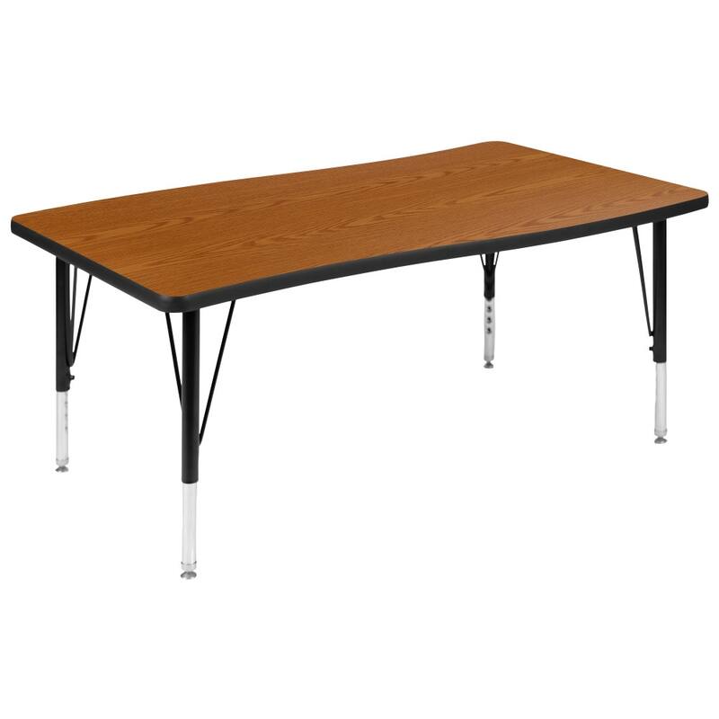 28"W x 47.5"L Rectangular Wave Collaborative Grey Kids Adjustable Activity Table