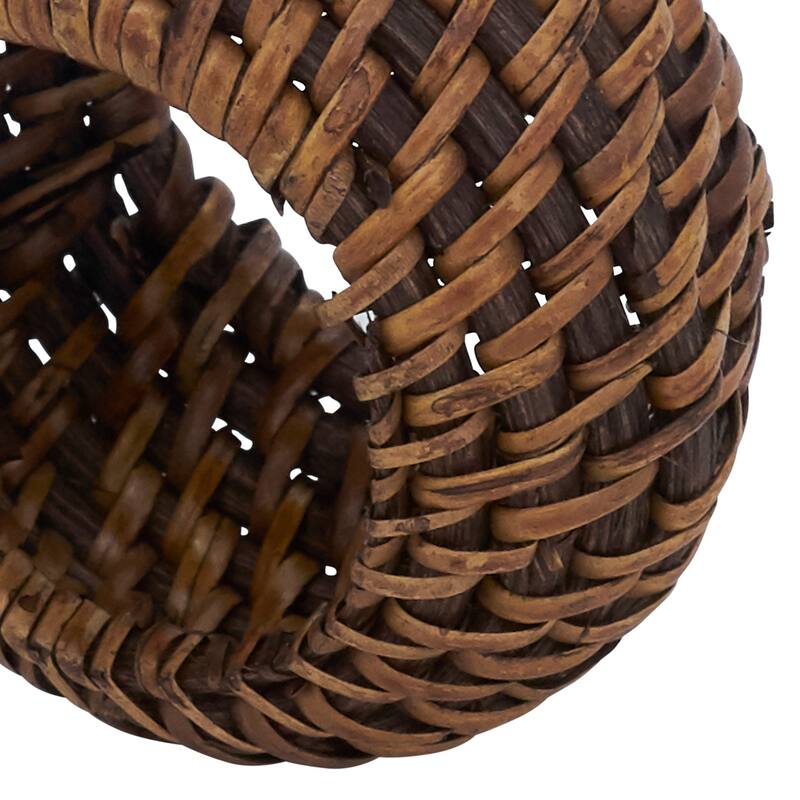 Rattan Napkin Rings With Woven Design (Set of 4)