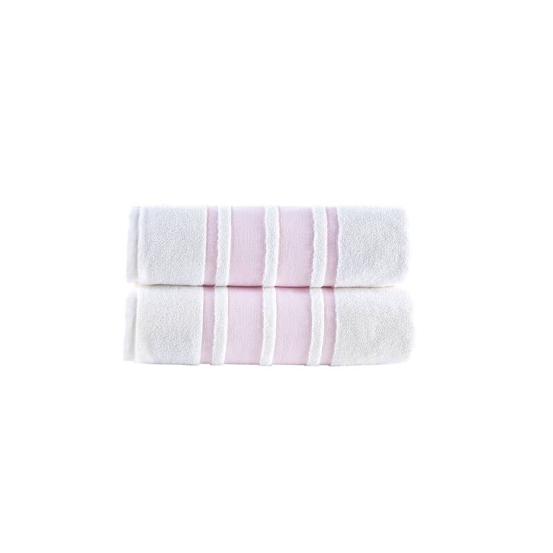 Brooks Brothers Contrast Border 2 pcs Bath Towels - Pink