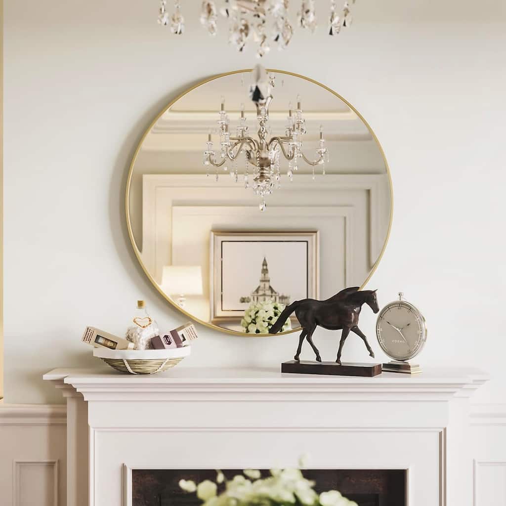 39 Inch Metal Framed Round Bathrrom Mirror