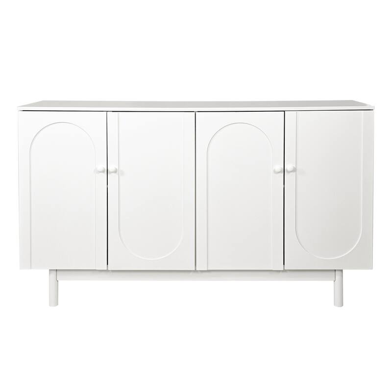 Stylish and Functional 4-Door Intaglio Storage Cabinet with Pine Legs