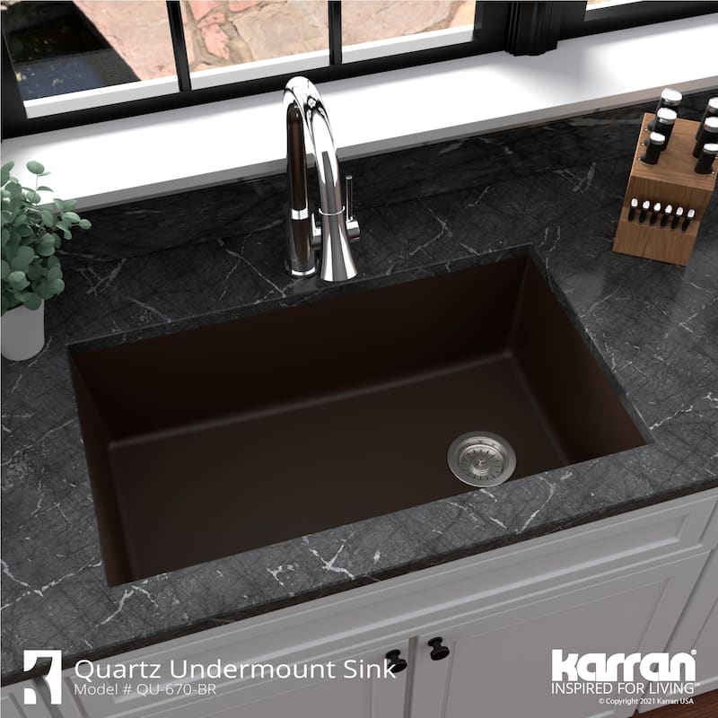 Karran Undermount Quartz 32 in. Single Bowl Kitchen Sink Kit
