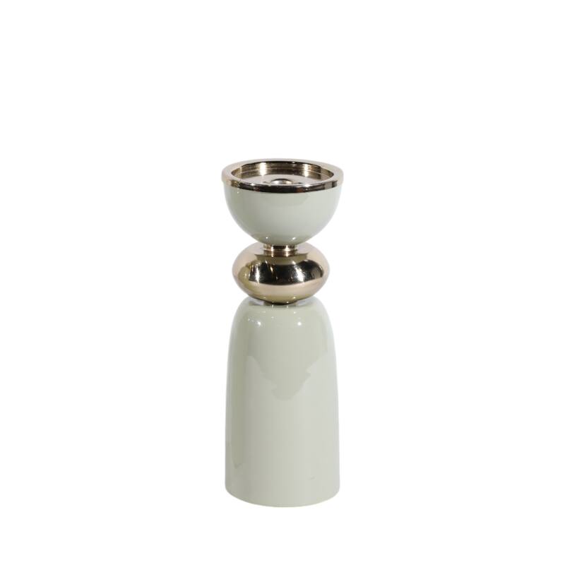 Metal Modern Curvy Pillar and Taper Holder - Green