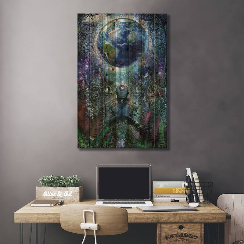 Gratitude For The Earth And Sky Print On Wood by Cameron Gray - Multi-Color