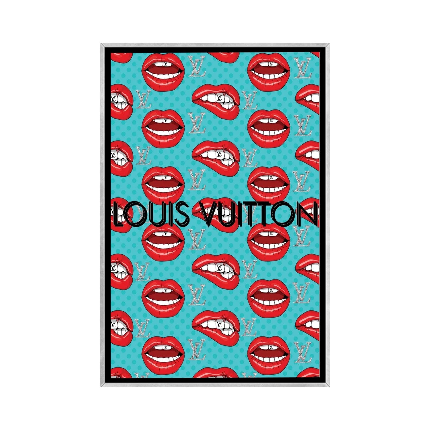 Framed Canvas Art (Gold Floating Frame) - Louis Vuitton Teeth by Julie Schreiber ( Fashion > Fashion Brands > Louis Vuitton art) - 26x18 in