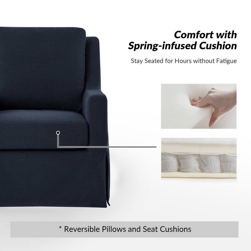 Stan Farmhouse Slipcover Rocking Swivel Chair by HULALA HOME