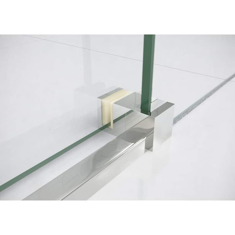 Glass Warehouse 56 in. - 60 in. x 60in. Frameless Bath Tub Sliding Shower Door with Square Hardware