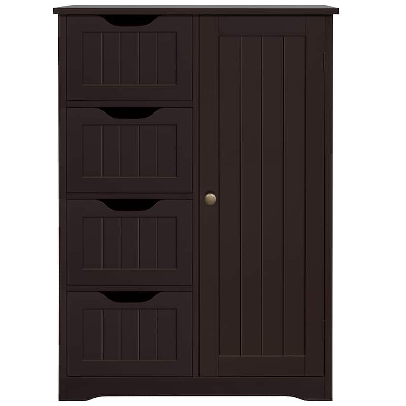 Yaheetech 4-Tier Wooden Bathroom Floor Cabinet for Bathroom Kitchen Bathroom, Livingroom