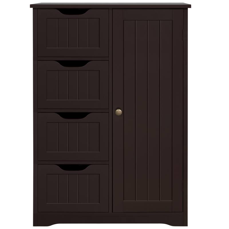 Yaheetech Floor Bathroom Cabinet Unit with 4 Drawers, Cupboard Storage for Bathroom, Livingroom