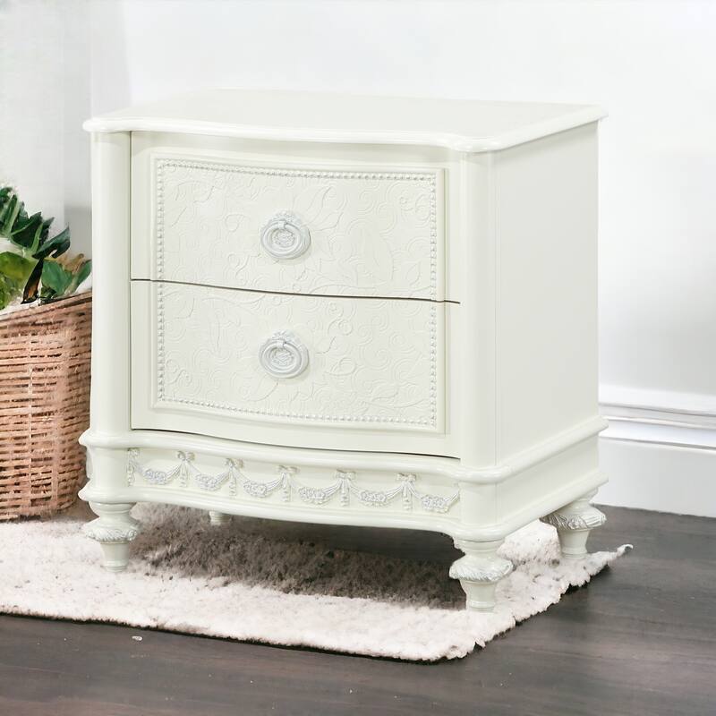 Dorothy Ivory Finish Nightstand W/2 Drawers