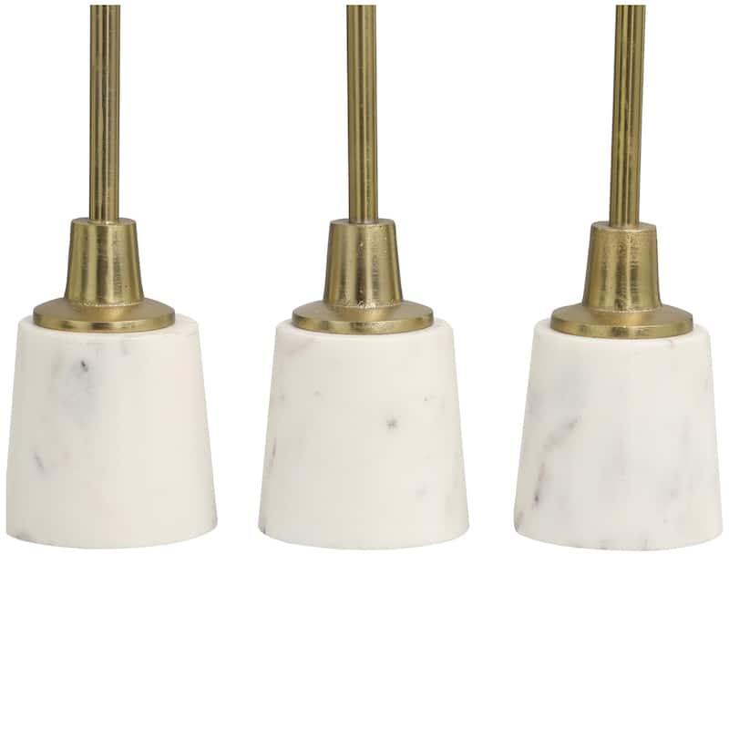 Aluminum Metal Slim Candle Holder with White Marble Base - Set of 3 Gold or Silver - Roche River Decor