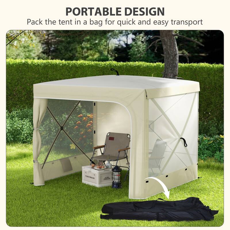 Outsunny 7' x 8' Pop Up Canopy Tent, UV-Resistant Camping Tent Event Shelter with Curtains, Nettings and Carrying Bag
