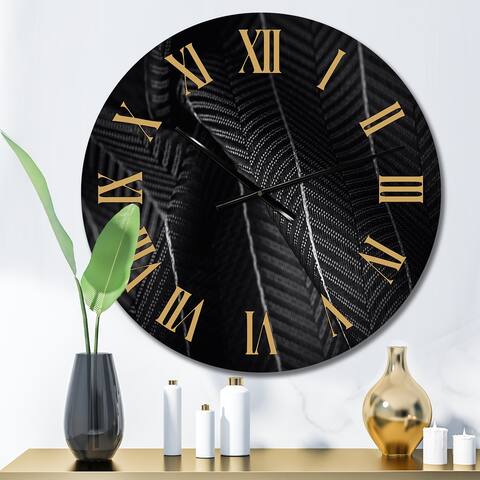 Designart 'Grey Silver Silk Fabric With A Thin White Stripe' Patterned wall clock