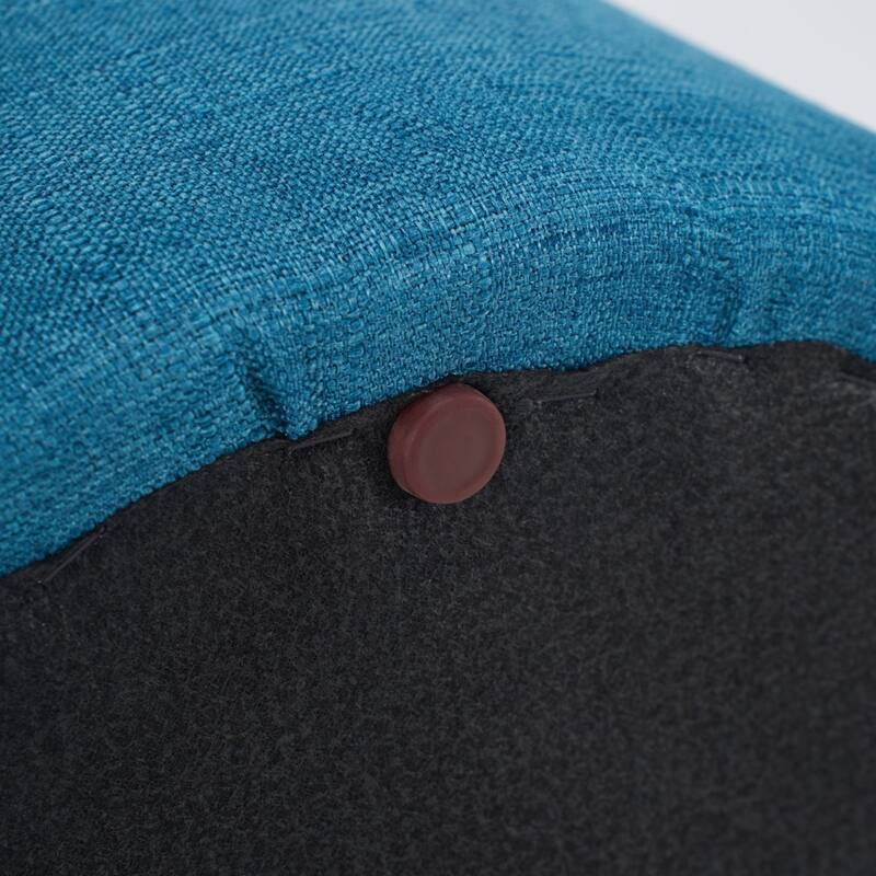 22.75" Linen Upholstered Round Nesting Storage Ottoman